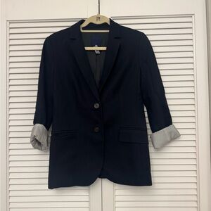 J. Crew Navy Blazer with Striped Lining